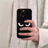 Japanese and Korean ins spoof eye expression suitable for 17promax will not hit the shell mobile phone case new iphone17pro bright black 14 frosted 13 couples 12 niche 15 anti-fall 16 silicone soft shell