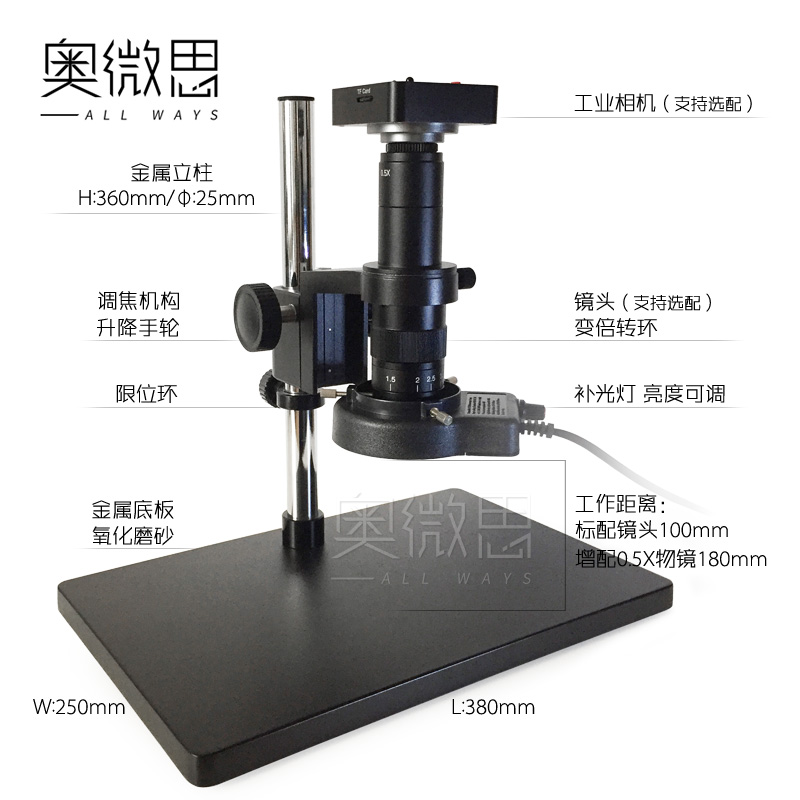 奥微思0745 高清显微镜头 连续变倍齐焦 机器视觉光学放大 C/CS口 - 图0
