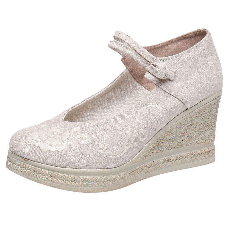 春新款高跟汉服鞋子坡跟老北京布鞋女时尚旗袍茶服鞋民族风绣花鞋,淘宝优惠券,粉丝福利购,淘宝优惠卷