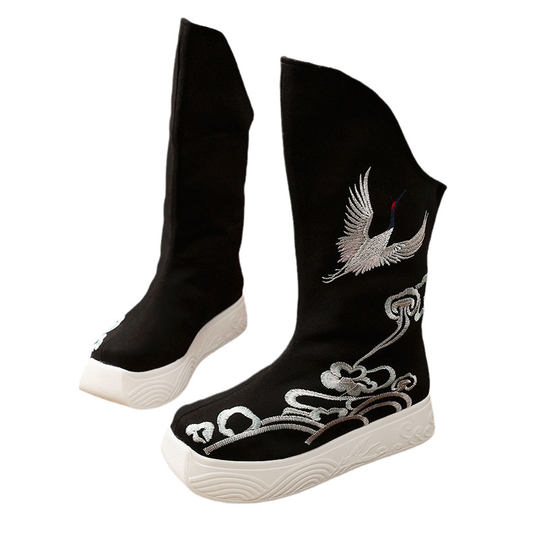 加绒古风汉服男鞋宋明制内增高古装厚底皂靴中式婚鞋飞鱼服朝靴子