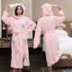 Warm and absorbent women's extra long pajamas and bathrobes