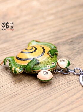 莎苜创意手工牛皮简约动物小青蛙