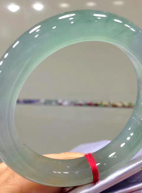 透水润冰种圆条玉镯子晴水飘花缅甸老坑翡翠手镯贵妃玉石镯子