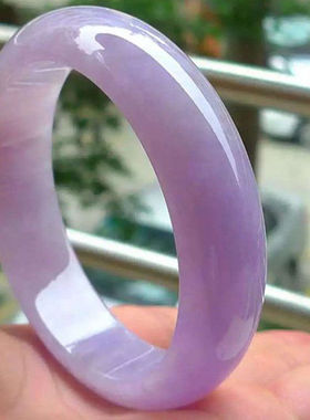 【带证书】冰糯种紫罗兰缅甸翡翠手镯飘花玉石手镯子粉紫色玉镯女