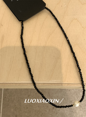 罗小辛韩国简约黑色珍珠锁骨链