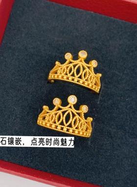 女越南沙金时尚皇冠戒指久不掉色