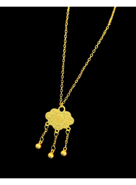 金店同款沙金福锁包吊坠项链