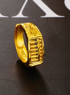 仿真情侣黄金色算盘开口戒指