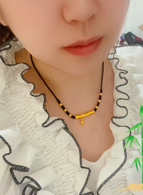 金店同款越南沙金镀金竹子弯管黄合金项链百搭遮疤项链久不掉色