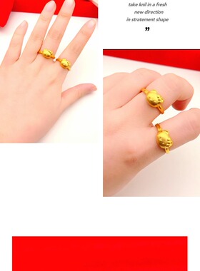 越南沙金欧币风活口不褪色戒指环