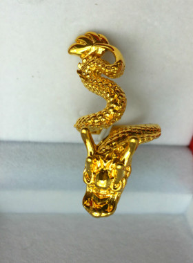 欧币风黄金色龙头结婚开口戒指