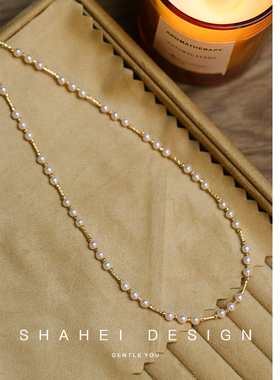 桂花酒酿4-5mm天然淡水AK珍珠项链锁骨链S925银气质百搭礼物女