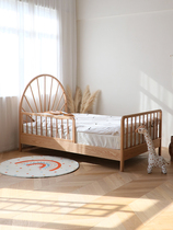 Full solid wood childrens room furniture male girl child bed with guardrails detachable single bed splicing princess bed