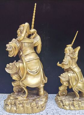纯铜王灵官摆件王天君铜像三眼灵官护法雷公火神大号家居工艺品
