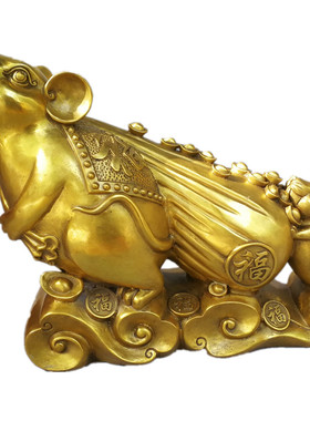 摆件纯铜纯铜摆件生肖鼠送财母