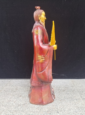 纯铜姜太公钓鱼站像姜子牙神像拿打神鞭封神榜招财铜像工艺品摆件