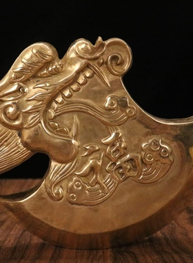 纯铜斧子黄铜龙头摆件