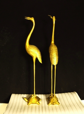 纯铜鹤灵芝仙鹤乌龟仙鹤一对门厅家用公司大号灵芝仙鹤站乌龟龙龟