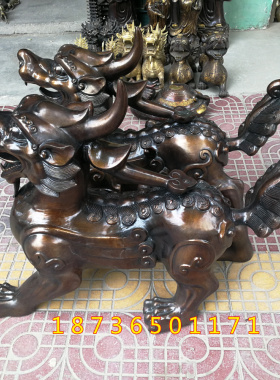 纯黄铜器招财独角兽天禄兽镇宅貔貅办公室客厅工艺品动物桌面摆件