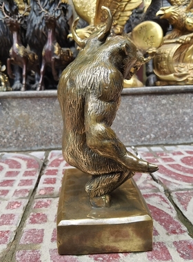 纯铜牛熊铜器工艺品摆件