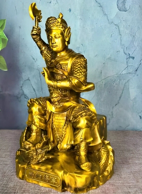 纯黄铜杨泗将军杨家四爷斩龙水神像家用供奉镇江王菩萨高42厘米
