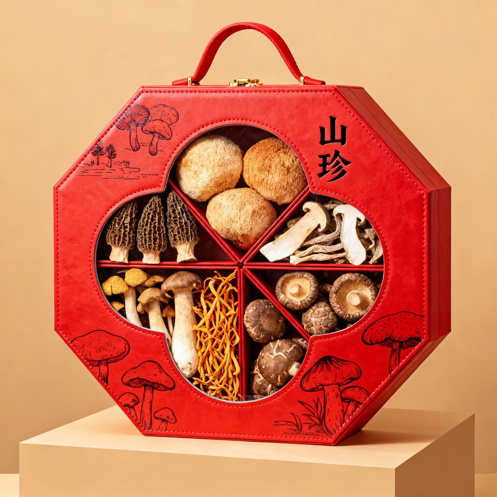 定制菌菇礼盒高档滋补品山珍干货包装空盒野生羊肚菌手提新年礼盒,淘宝优惠券,粉丝福利购,淘宝优惠卷