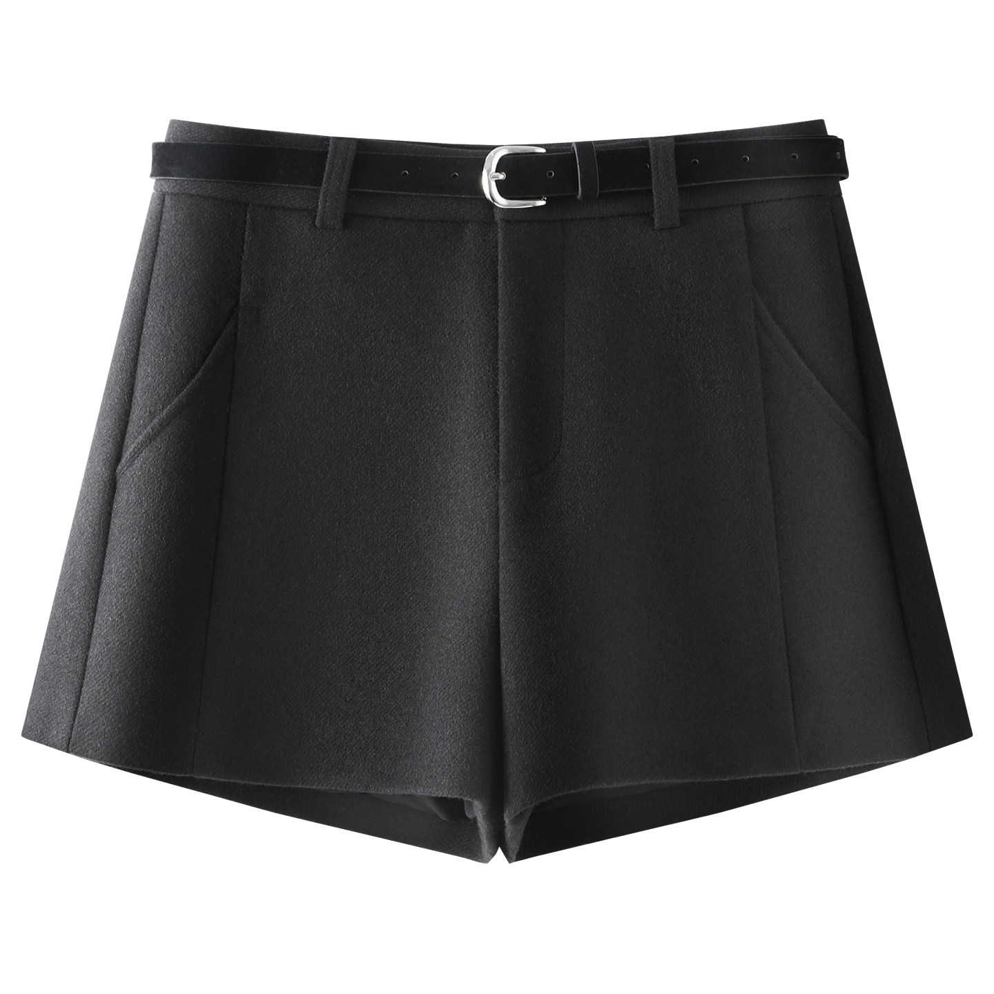 灰色休闲西装短裤女2025冬季新款高腰显瘦遮肉A字小个子阔腿短裤 - 图0