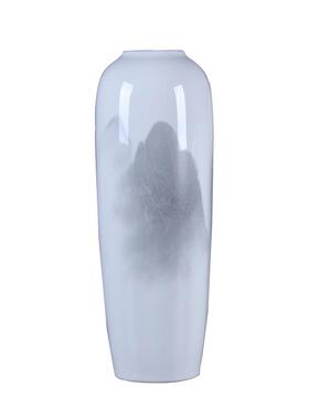 景德镇花瓶山水画三件套白色中式水墨陶瓷摆件新中式陶瓷工艺品