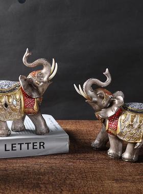 欧式树脂客厅家居装饰玄关工艺品酒柜隔板摆设复古象摆件新房礼品