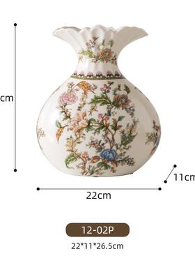 创意新中式陶瓷花瓶美式摆件青花瓷瓶家用客厅装饰插花瓷器复古