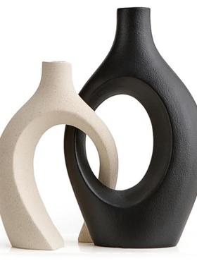 白色陶瓷花瓶升级版加大号依偎组合套装创意桌面摆件家居装饰品