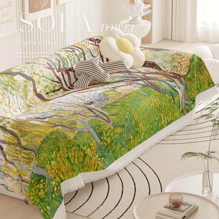 梵高创意风景万能沙发巾盖针织布全盖沙发垫套罩盖毯单三人四季通,淘宝优惠券,粉丝福利购,淘宝优惠卷