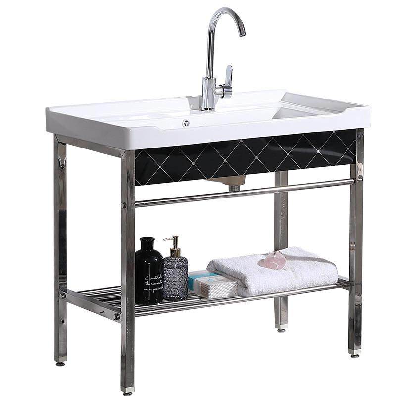 陶瓷一体盆带不锈钢支架洗衣盆高温阳台卫生间洗脸槽洗衣池洗衣盆,淘宝优惠券,粉丝福利购,淘宝优惠卷