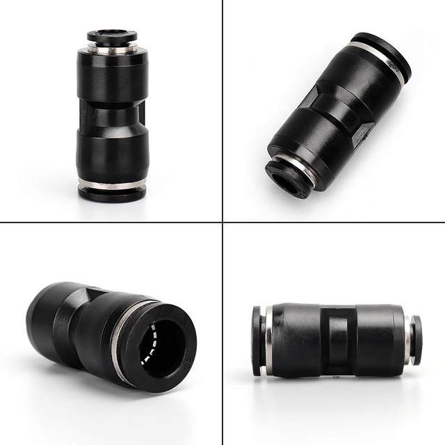 Black PU direct-through quick connector 4 6 8 tracheal plug PG16-14 equal diameter PV10 elbow diameter transformer PVG12-8