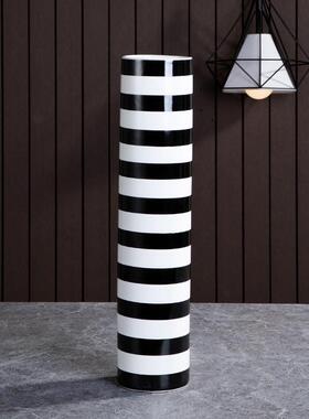 家居北欧简约黑色艺术陶瓷大花盆时尚现代储物插花花瓶软装创意