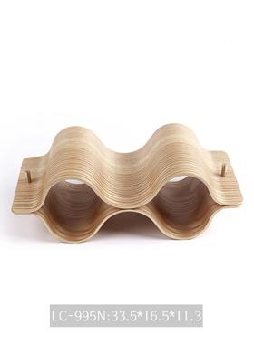 波浪形酒架餐厅实木可拆卸组装酒吧红酒架子欧式家居摆件倒酒架