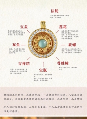 QIANTAO「寻真」原创八宝罗盘蓝水翡翠项链925银镀金转运吊坠礼物