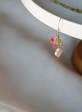 QIANTAO「藕合」原创国风新中式橄榄石粉水晶珍珠锁骨项链文艺女