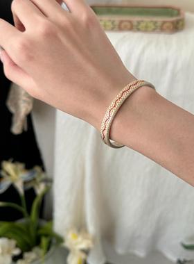 花间蝶国风中式珐琅彩手镯