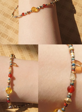 QIANTAO「一梦敦煌」原创设计天然玛瑙油画珠手链敦煌色系女生