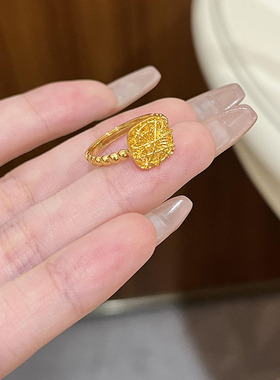仿真金色小方糖戒指女