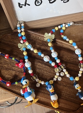 网红唐老鸭蓝色夏日度假短款