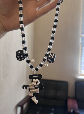 复古黑白米老鼠玩偶颈链