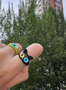 搞怪眼睛开口戒指可爱萌趣设计