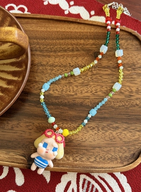 黑皮哭娃泳装短款项链夏季游玩