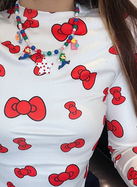 新款马里奥串珠项链可爱卡通