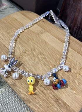 兔八哥小翠白色方糖串珠项链