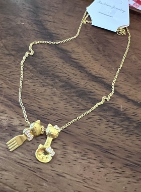 kt猫项链创意时尚百搭叉子勺子