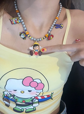 甜酷风匹诺曹仿珍珠项链