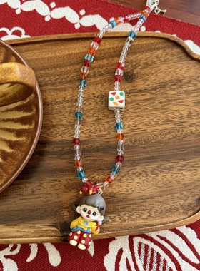 水晶亚克力串珠可爱爆改萌粒哭娃米妮唐老鸭星星人短款项链